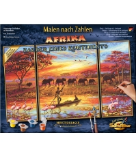 Imagine Kit pictura pe numere Africa Un Continent Magic, 3 Tablouri