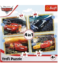 Imagine Puzzle 4 in 1 Cars - pe Locuri, Fiti Fata, Start