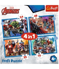 Imagine Puzzle Trefl 4 in 1 Avengers - Razbunatorii Curajosi