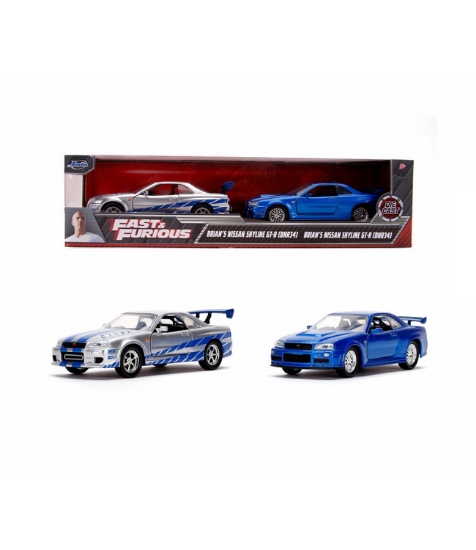 Imagine Set masinute metalice Fast & Furious Brian Nissan Skyline Gt-R(BNR34) scara 1 la 32