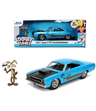 Imagine Looney Tunes Road Runner set masinuta metalica  1970 Plymouth scara 1:24 si figurina Wile E Coyote