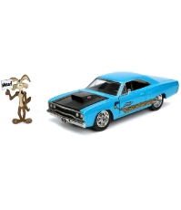 Imagine Looney Tunes Road Runner set masinuta metalica  1970 Plymouth scara 1:24 si figurina Wile E Coyote