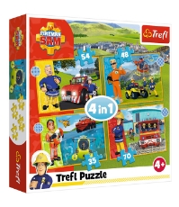 Imagine Puzzle Trefl 4 in 1 Pompierul Sam -  Curajosul Sam