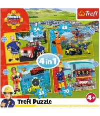 Imagine Puzzle Trefl 4 in 1 Pompierul Sam -  Curajosul Sam