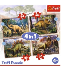 Imagine Puzzle Trefl 4 in 1 Dinozaurii interesanti