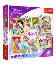 Imagine Puzzle Trefl 4 in 1 Disney Princess -  Ziua Fericita