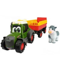 Imagine Tractor Happy Fendt Animal Trailer cu remorca si figurina vaca