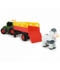 Imagine Tractor Happy Fendt Animal Trailer cu remorca si figurina vaca