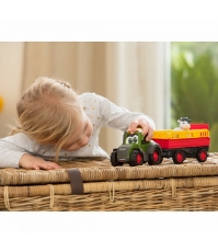 Imagine Tractor Happy Fendt Animal Trailer cu remorca si figurina vaca