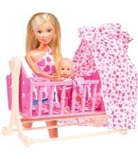 Imagine Set Steffi Love New Born Baby Set papusa 29 cm, 1 bebelus si accesorii