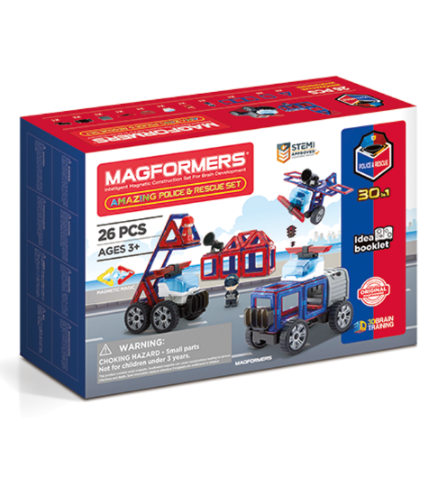 Imagine Set magnetic de construit- Magformers, masini de interventie