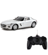 Imagine Masina cu telecomanda Mercedes-Benz SLS AMG argintie scara 1 la 24