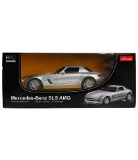 Imagine Masina cu telecomanda Mercedes-Benz SLS AMG argintie scara 1 la 24