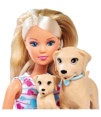 Imagine Papusa Steffi Love Puppy Walk 29 cm cu 2 figurine si accesorii