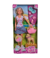 Imagine Papusa Steffi Love Puppy Walk 29 cm cu 2 figurine si accesorii