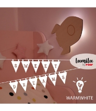 Imagine Lampa de veghe de perete, cu led, lumina reglabila si oprire cronometrata, forma racheta, Lumilu Silhouette Rocket, 52157