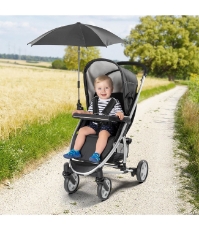 Imagine Umbreluta de soare ajustabila cu protectie solara UV 50+, pentru carucior bebelusi, neagra, ShineSafe Black 84151