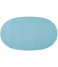 Imagine Covoras de baie antialunecare cu ventuze, din cauciuc natural, antibacterian, oval, 42 x 25 cm, albastru, MyHappyBath Mat, 76023