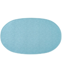 Imagine Covoras de baie antialunecare cu ventuze, din cauciuc natural, antibacterian, oval, 42 x 25 cm, albastru, MyHappyBath Mat, 76023