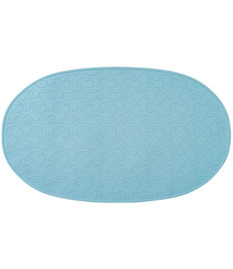 Imagine Covoras de baie antialunecare cu ventuze, din cauciuc natural, antibacterian, oval, 42 x 25 cm, albastru, MyHappyBath Mat, 76023