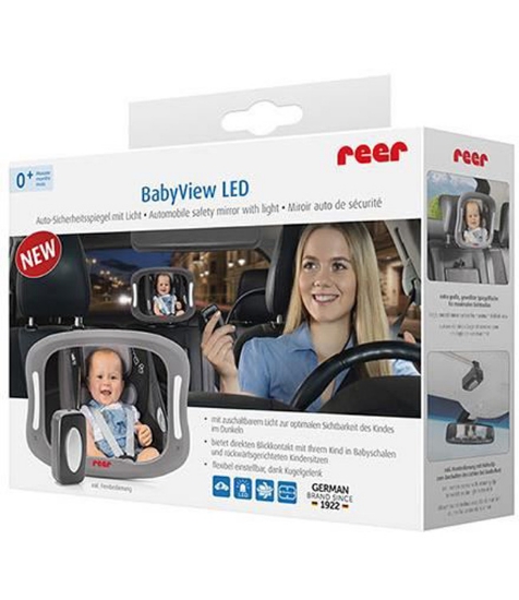Imagine Oglinda de siguranta auto cu LED pentru monitorizare bebelusi, prindere pe tetiera, BabyView 86101