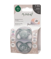 Imagine Set 2 Suzete MyButterfly din silicon, forma anatomica, simetrica, tetina ortodontica flexibila, cu cutie de transport si sterilizare, 5-18 luni, first moments 31611