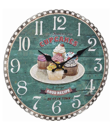 Imagine Ceas analog de perete din MDF, design VINTAGE, CupCakes, TFA 60.3045.13