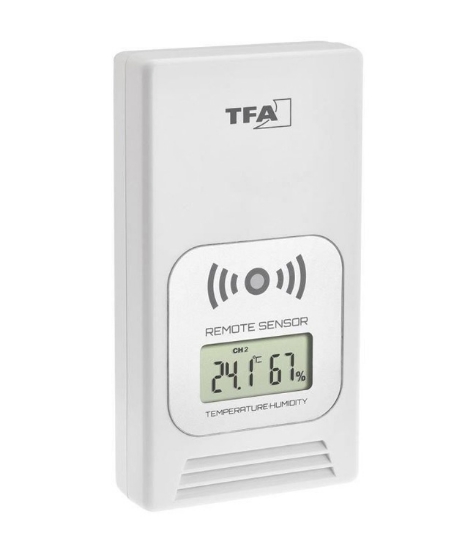 Imagine Transmitator wireless digital pentru temperatura si umiditate, afisaj LCD, alb, TFA 30.3241.02