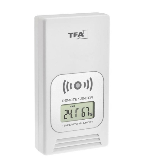 Imagine Transmitator wireless digital pentru temperatura si umiditate, afisaj LCD, alb, TFA 30.3241.02