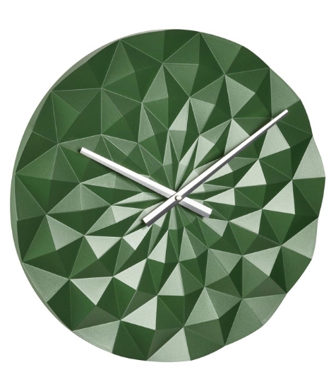 Imagine Ceas geometric de precizie, analog, de perete, creat de designer, model DIAMOND, verde metalic, TFA 60.3063.04