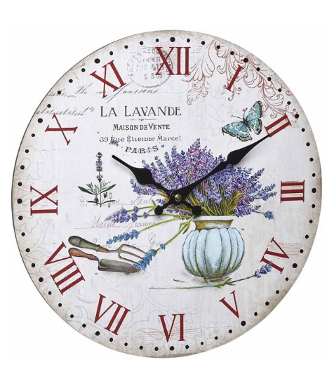 Imagine Ceas analog de perete din MDF, design VINTAGE, La Lavande, TFA 60.3045.14