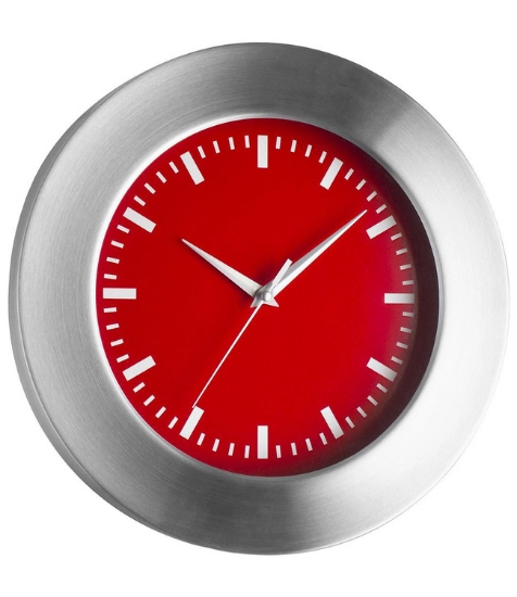 Imagine Ceas de perete analog, cu cadru din aluminiu, fundal rosu, TFA 98.1048.05