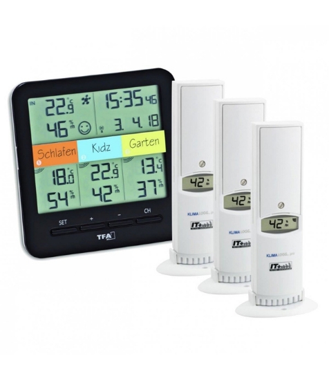 Imagine Sistem meteo SmartHome cu termo-higrometru si 3 senzori wireless, comunicare cu smartphone WEATHERHUB, TFA 31.4007.02