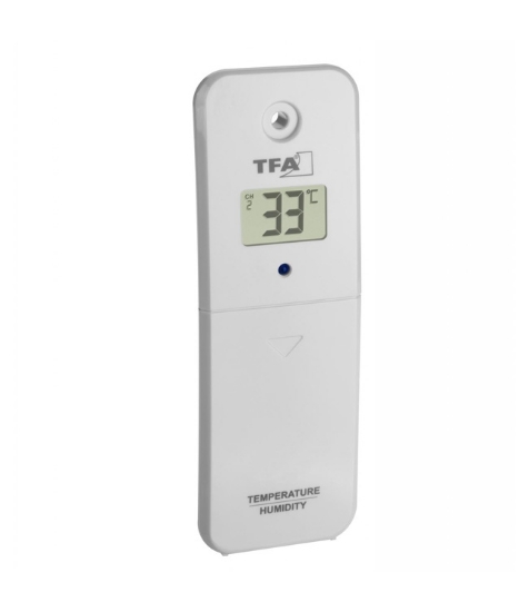 Imagine Transmitator wireless digital pentru temperatura si umiditate, afisaj LCD, alb, compatibil MARBELLA, TFA 30.3239.02