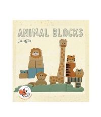 Imagine Animalele junglei din cuburi de lemn natur, toys