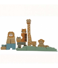 Imagine Animalele junglei din cuburi de lemn natur, toys