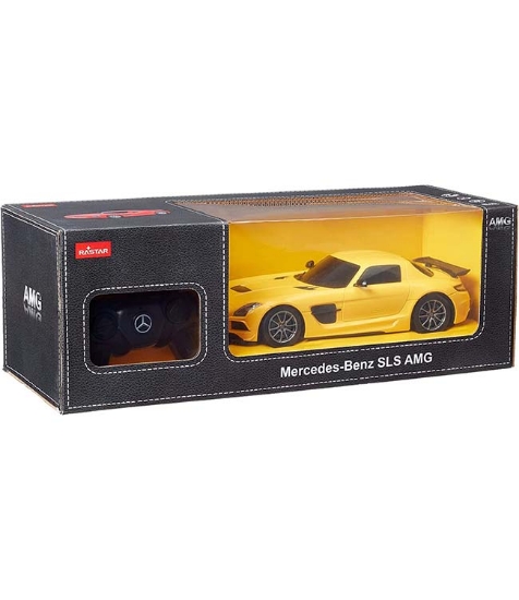 Imagine Masina cu telecomanda Mercedes-Benz SLS amg galbena cu scara 1 la 18