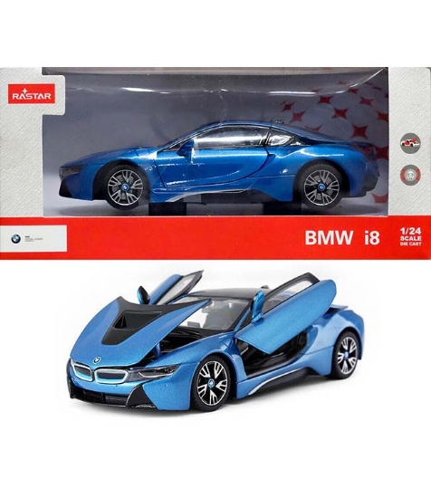 Imagine Masinuta metalica BMW I8 albastru scara 1 la 24