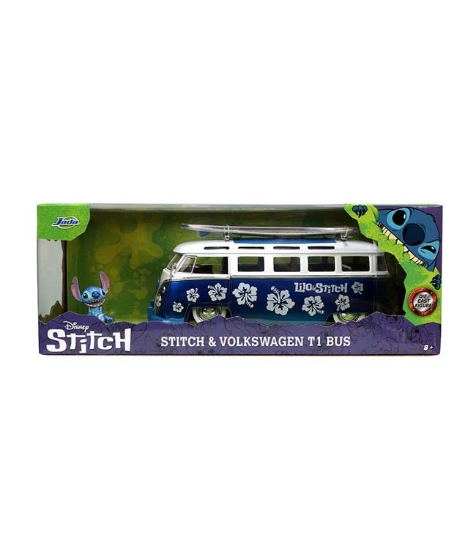 Imagine Jada Autobuz metalic si figurina Stitch scara 1:24