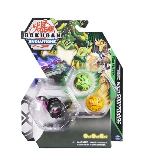 Imagine Bakugan pachet Starter 3 Bakugani S4 Serpillious Ultra negru Colossus si Neo Dragonoid