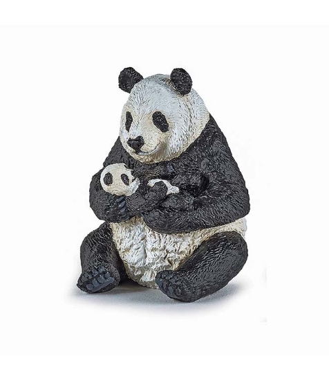 Imagine Figurina urs Panda sezand cu pui in brate