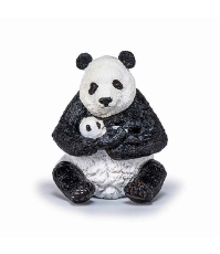 Imagine Figurina urs Panda sezand cu pui in brate