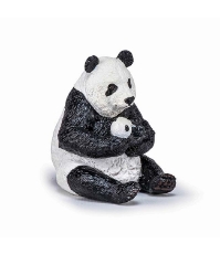 Imagine Figurina urs Panda sezand cu pui in brate