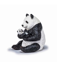 Imagine Figurina urs Panda sezand cu pui in brate