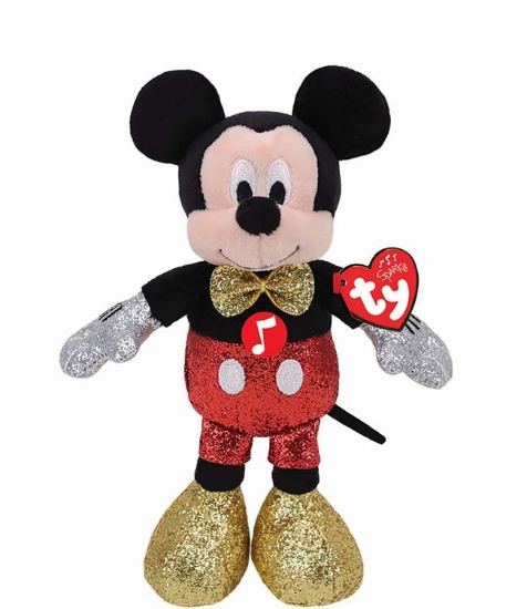 Imagine Plus 25 cm Beanie Babies Disney Mickey cu sclipici si sunete