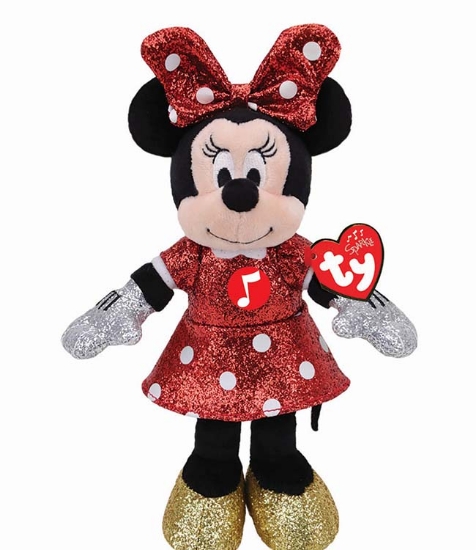 Imagine Plus 25 cm Beanie Babies Disney Minnie cu sclipici si sunete