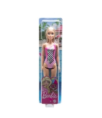 Imagine Papusa Barbie blonda cu costum de baie roz