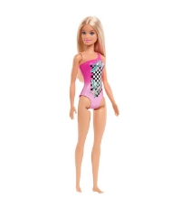 Imagine Papusa Barbie blonda cu costum de baie roz