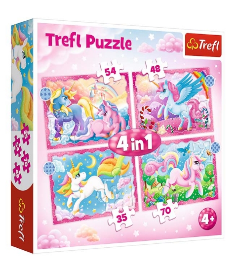 Imagine Puzzle Trefl 4 in 1 Patrula Unicorni si Magie