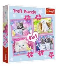 Imagine Puzzle Trefl 4 in 1 Pisicutele Dragalase